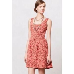 Maeve Red Caldera Leopard Print Fit & Flare Dress Size Small